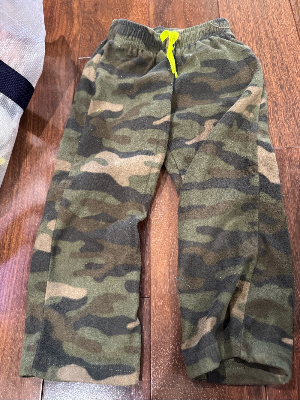Carter's Green Camo Sweatpants with Neon Yellow Drawstring